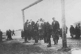 Members of the Lvov Jewish council are hanged by the Germans. Lvov, Poland, September 1942